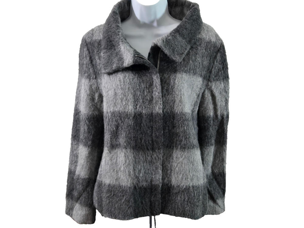 Talbot Blazer Jacket Gray Wool Blend Full Zipper Lined Women’s Size 14
